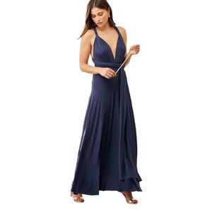 Lulus Women Large Navy Blue Halter Tricks of the Trade long Maxi Dress New